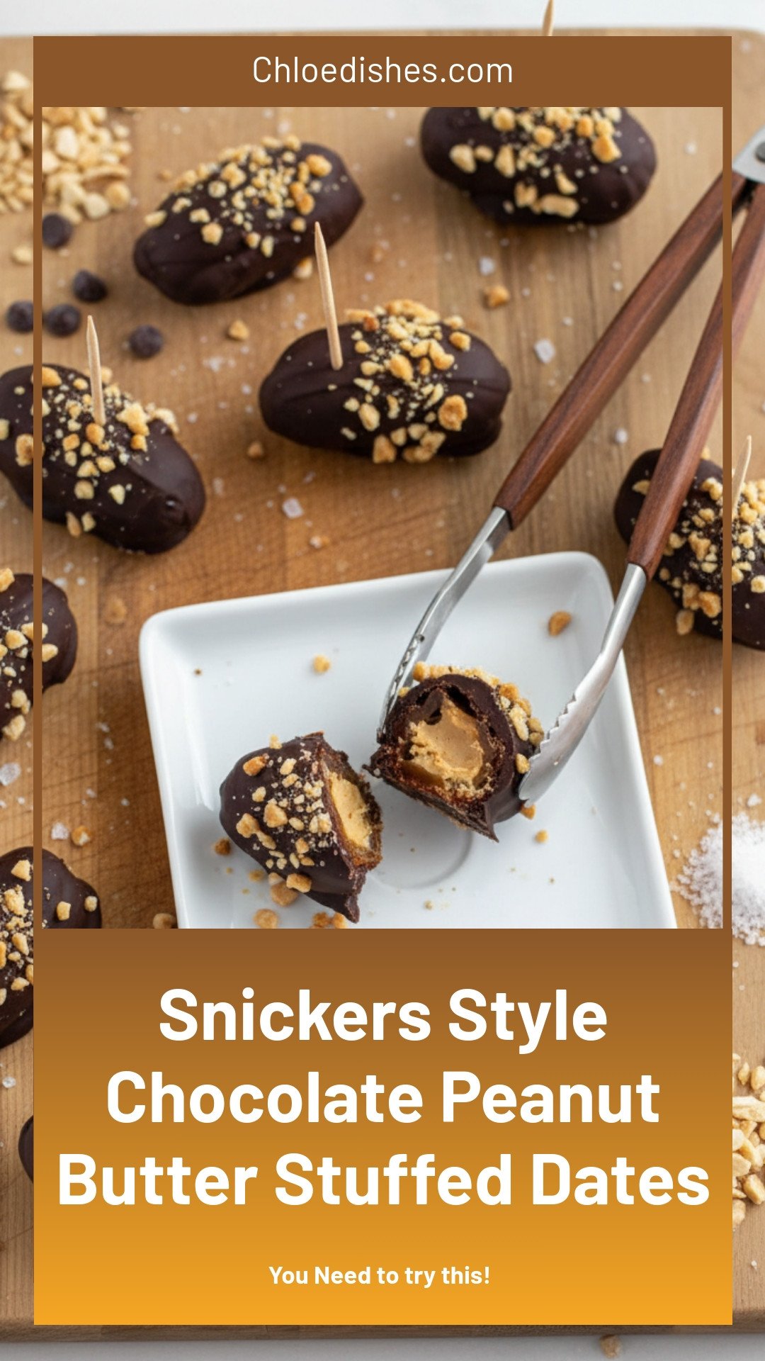 Chocolate Peanut Butter Stuffed Dates - Snickers Style