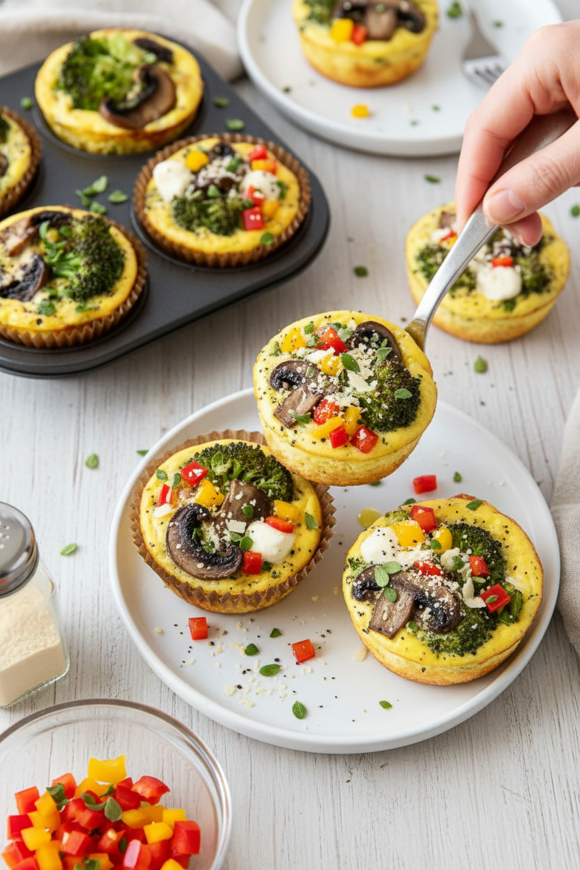 Veggie-Packed Broccoli & Mushroom Egg Cups Recipe