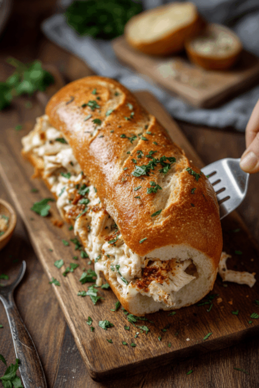 Cheesy Chicken Garlic Bread Sandwich Recipe Delight