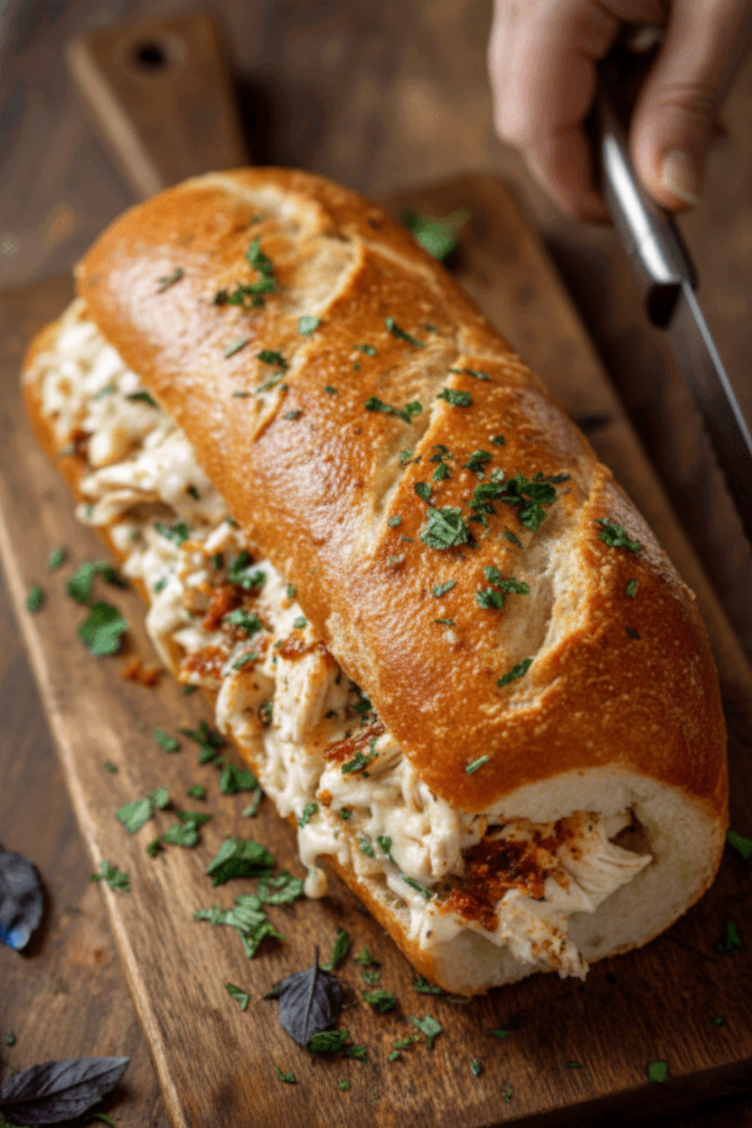 Cheesy Chicken Garlic Bread Sandwich Recipe Delight
