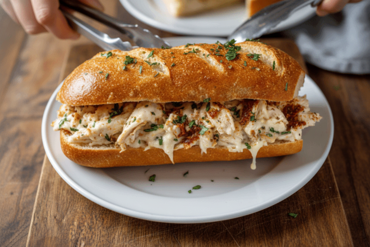 Cheesy Chicken Garlic Bread Sandwich Recipe