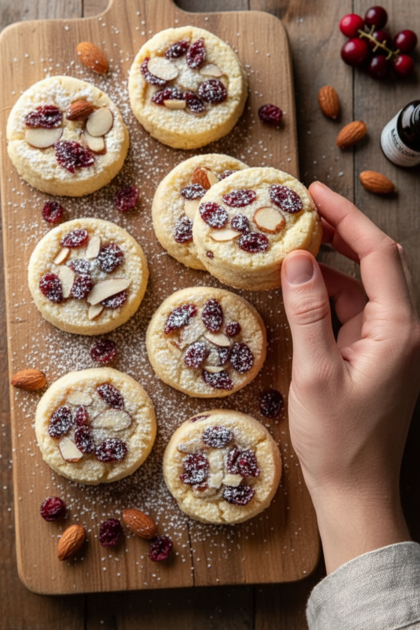 Cranberry Almond Shortbread Cookies
