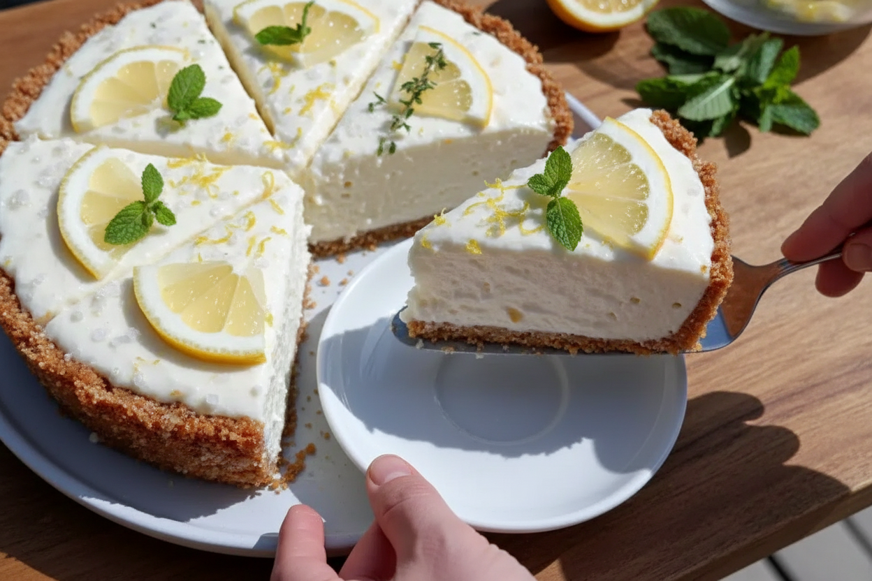 Easy No-Bake Creamy Frozen Lemonade Pie