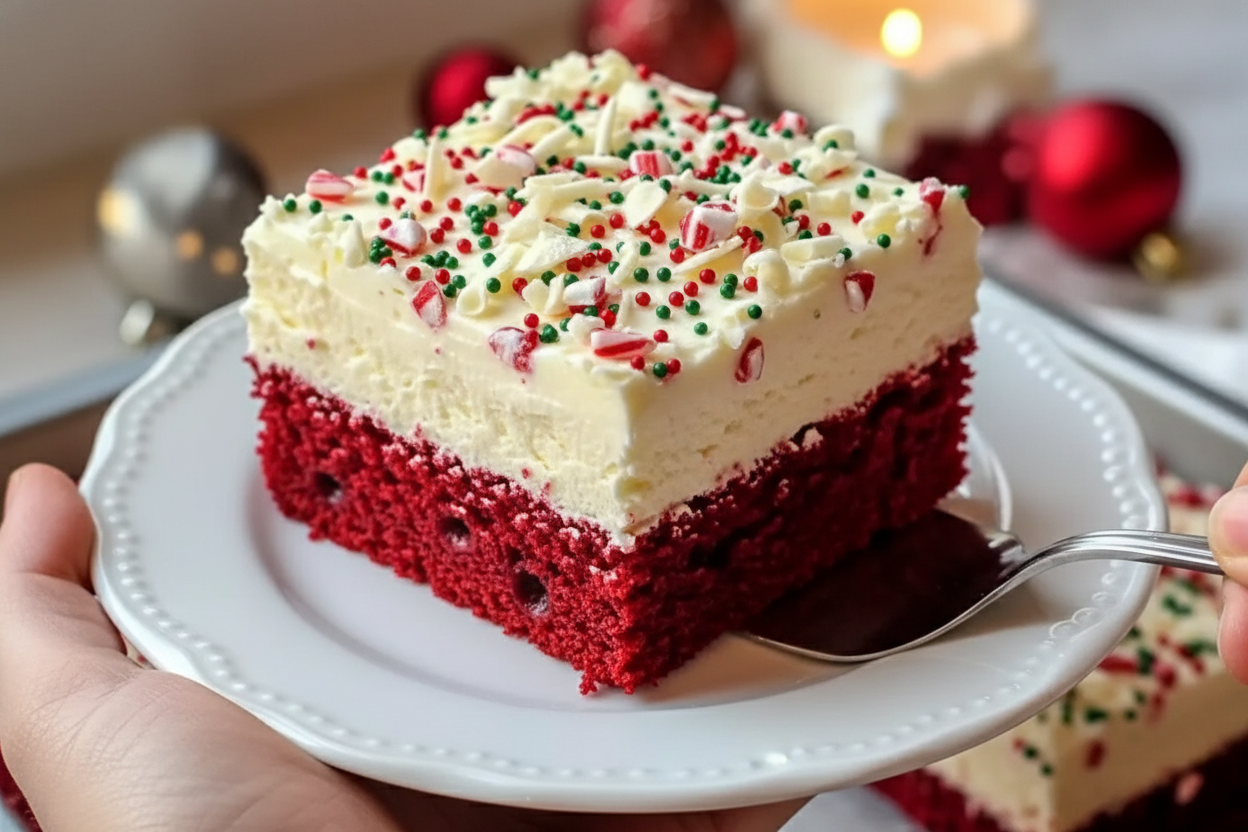 Festive Red Velvet Poke Cake Recipe
