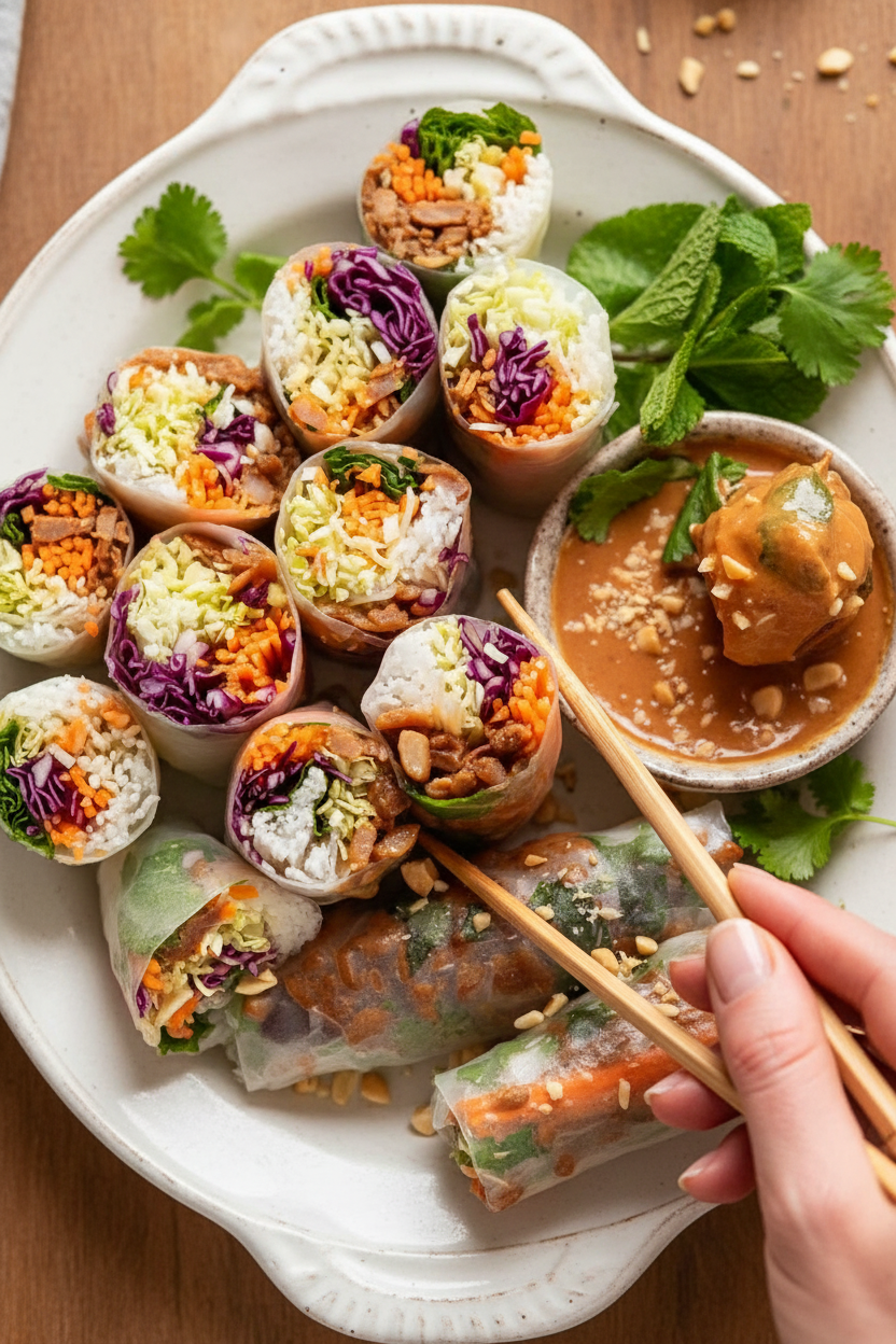 Lemongrass Chicken Rice Paper Rolls