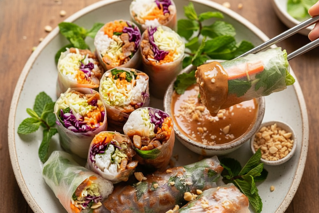 Fresh Lemongrass Chicken Rice Paper Rolls Recipe