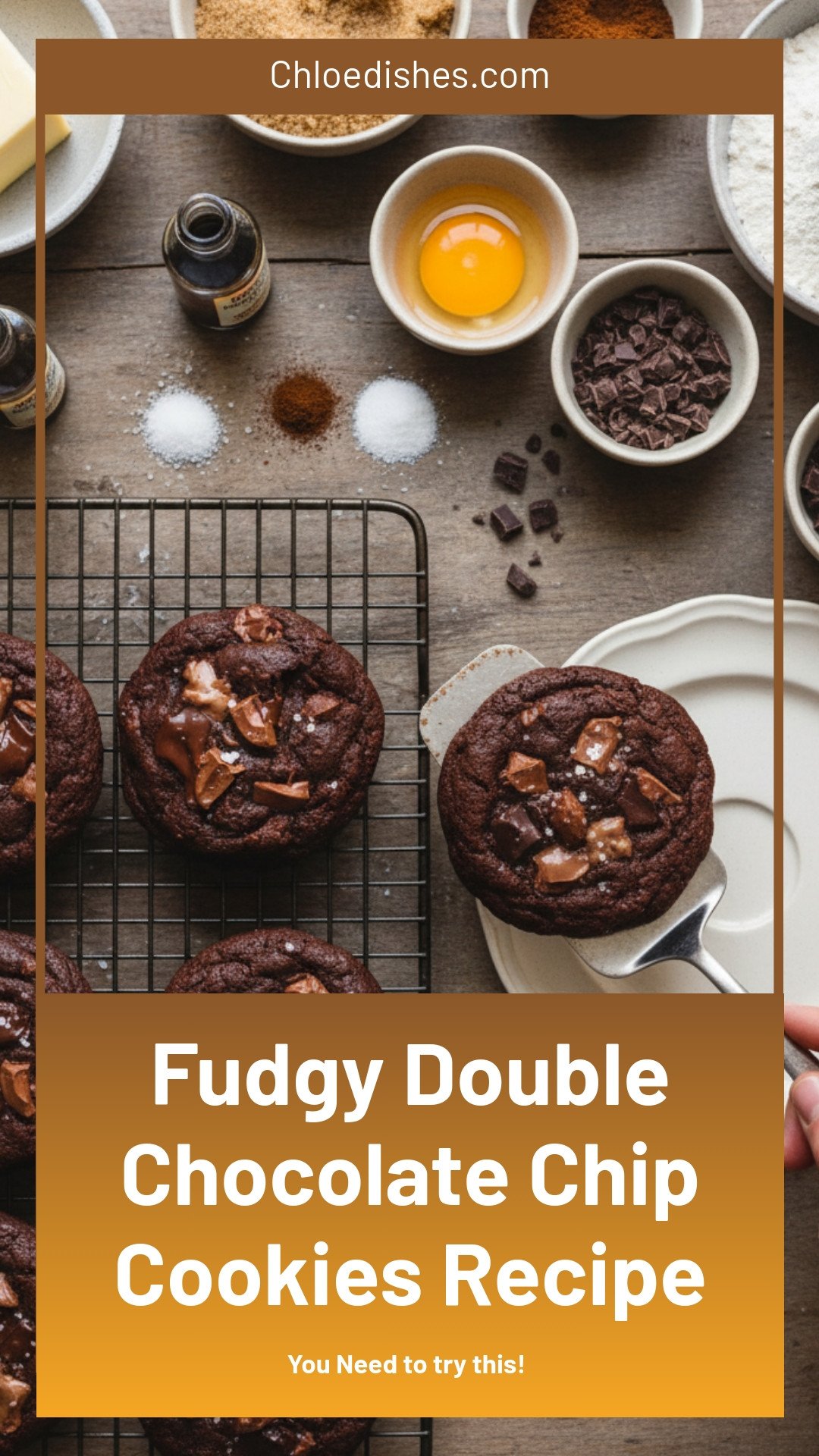 Fudgy Double Chocolate Chip Cookies