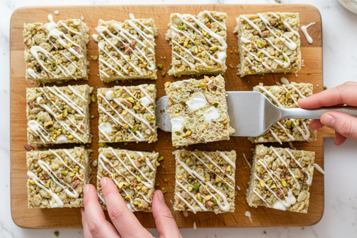 Gluten Free Dairy Free Pistachio Rice Krispie Treats