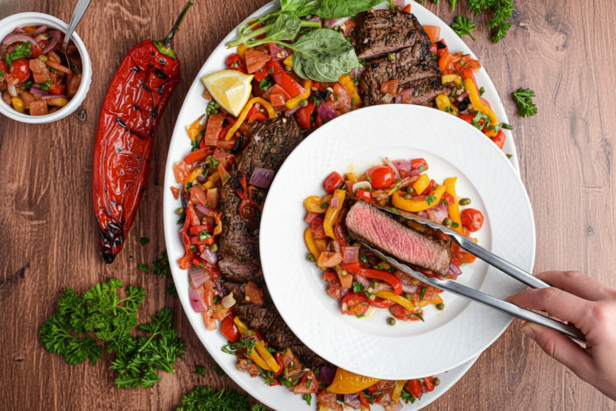 Grilled Flank Steak with Peperonata Recipe