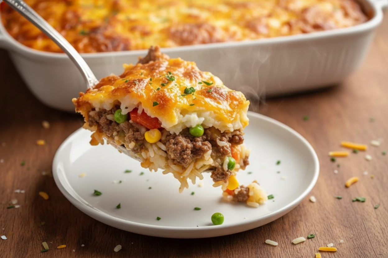 Homemade Cheesy Beef Vegetable Casserole Recipe