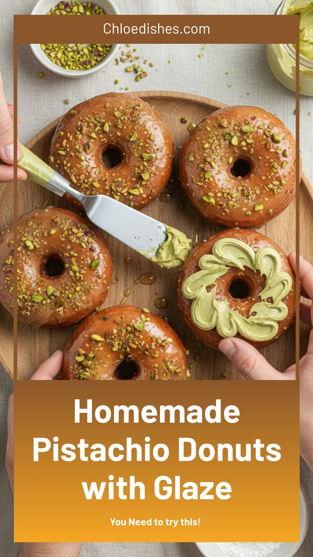 Homemade Pistachio Donuts with Pistachio Glaze
