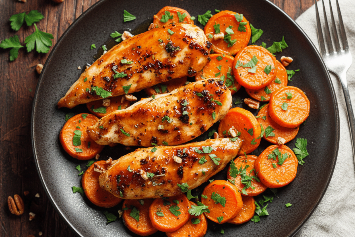 Maple Glazed Chicken and Sweet Potatoes Recipe