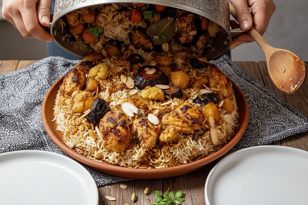 Maqluba au Poulet Traditional Upside Down Chicken Rice