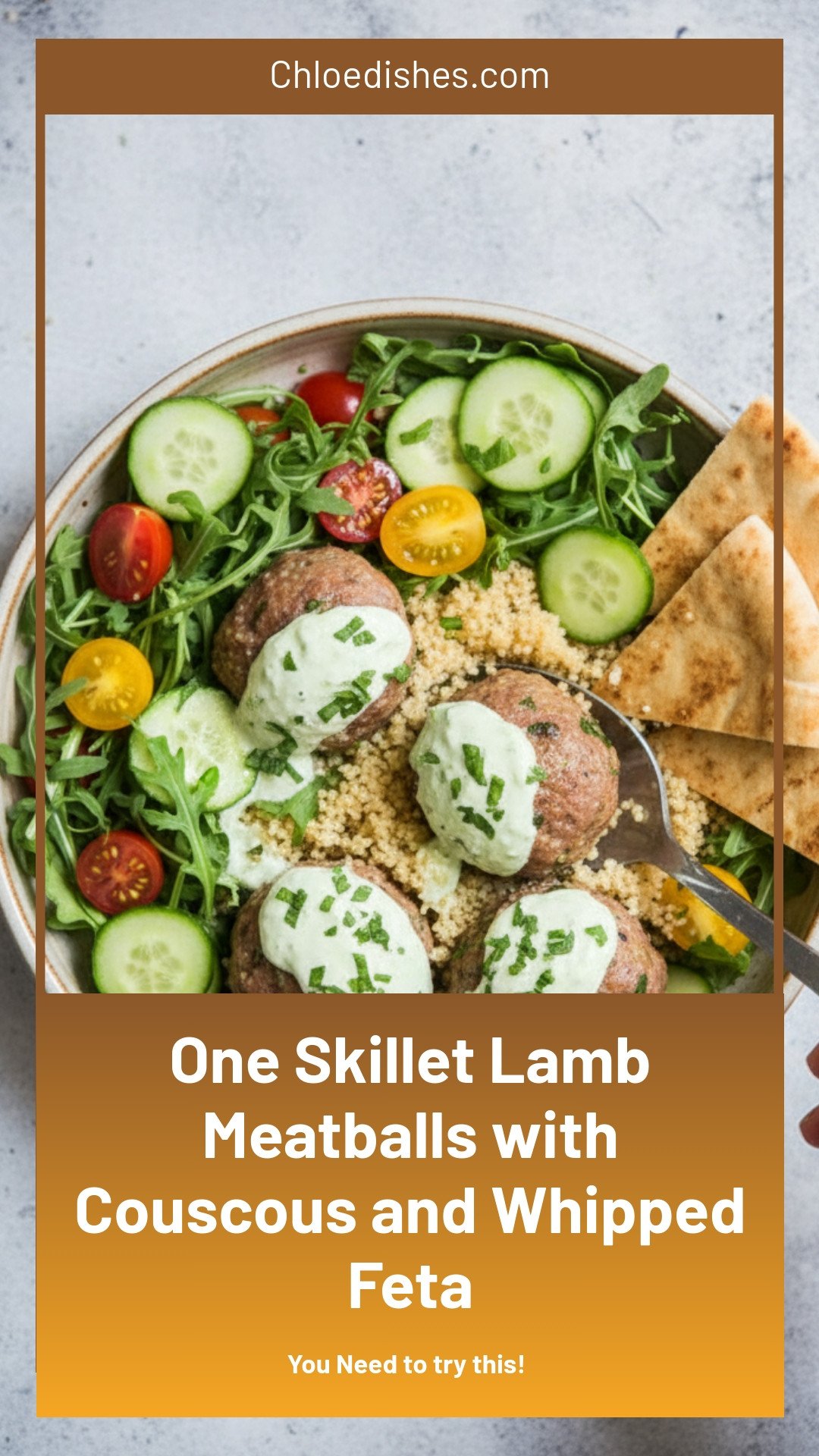 One-Skillet Lamb Meatballs and Couscous with Herby Whipped Feta | Caroline Chambers