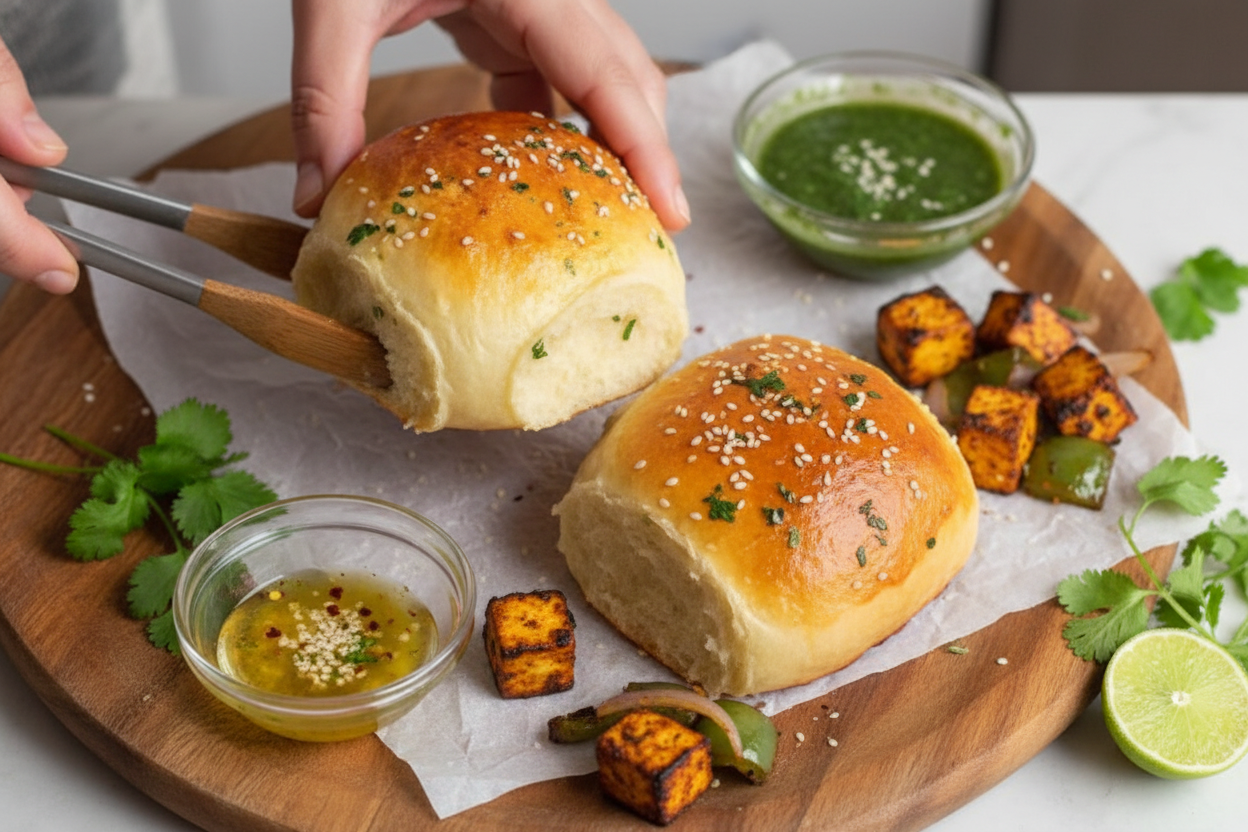 Paneer Tikka Stuffed Naan Buns Recipe