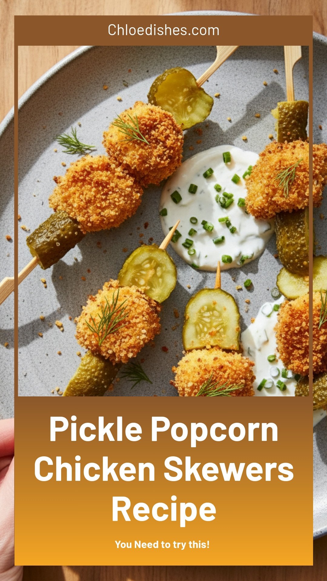 Pickle Popcorn Chicken Skewers