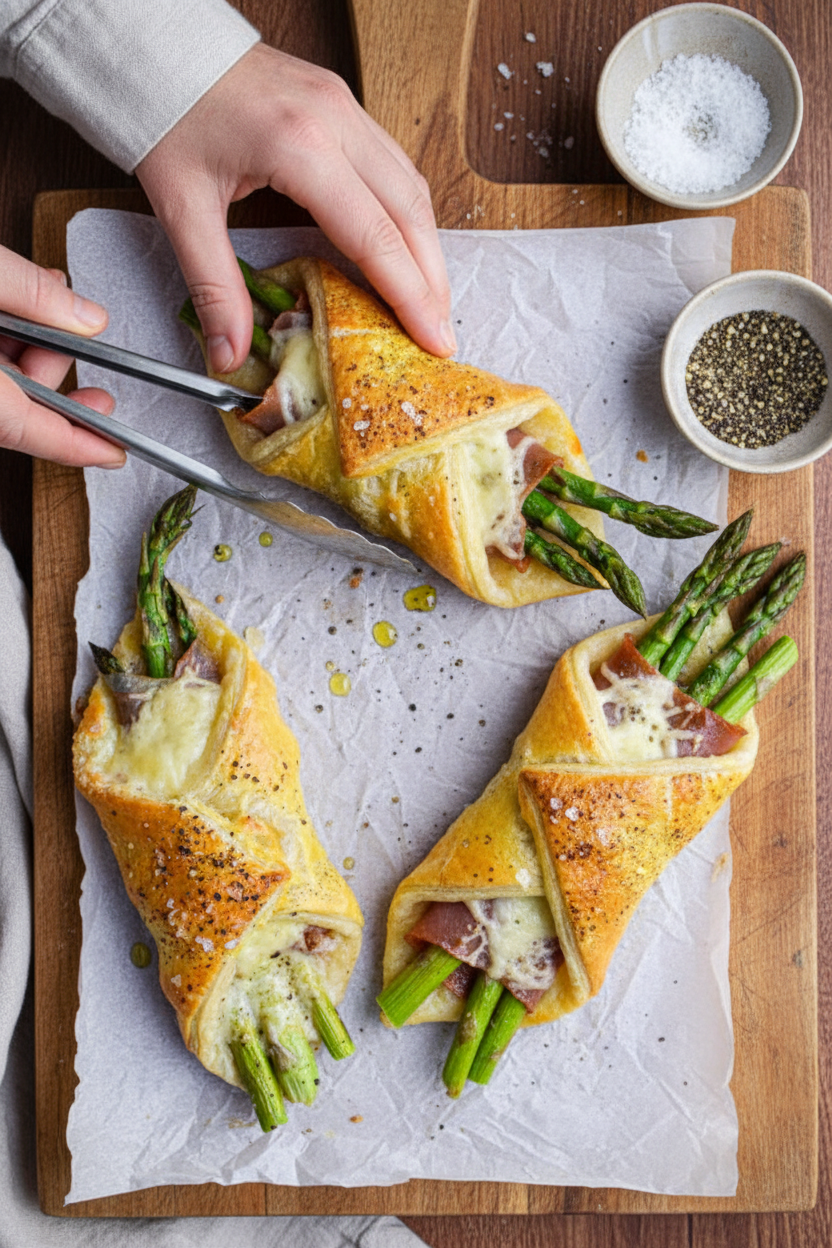 Prosciutto Asparagus Puff Pastry Bundles