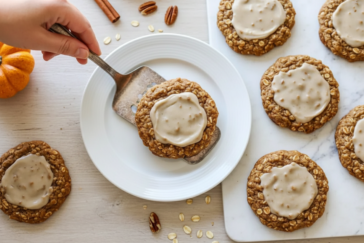 Pumpkin Oatmeal Cookies with Cream Cheese Icing