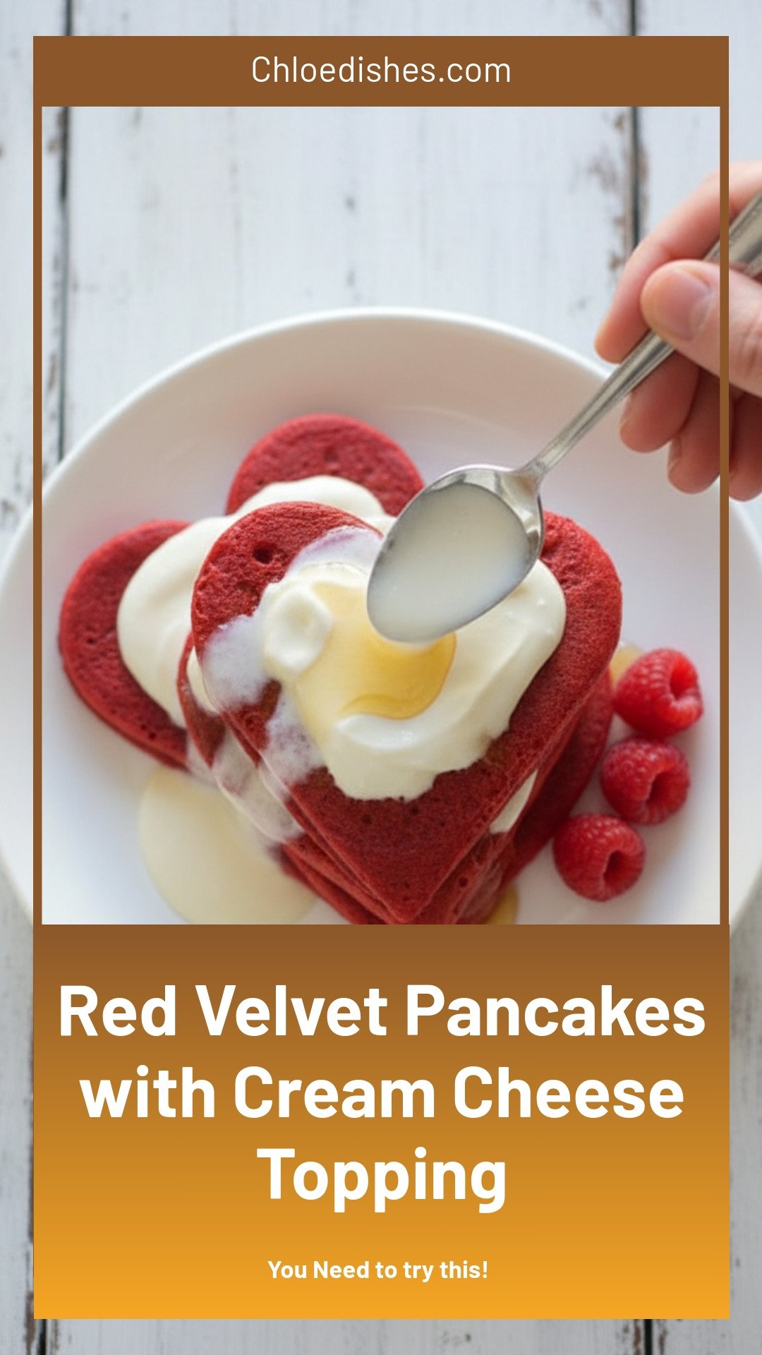 Red Velvet Pancakes with Cream Cheese Topping