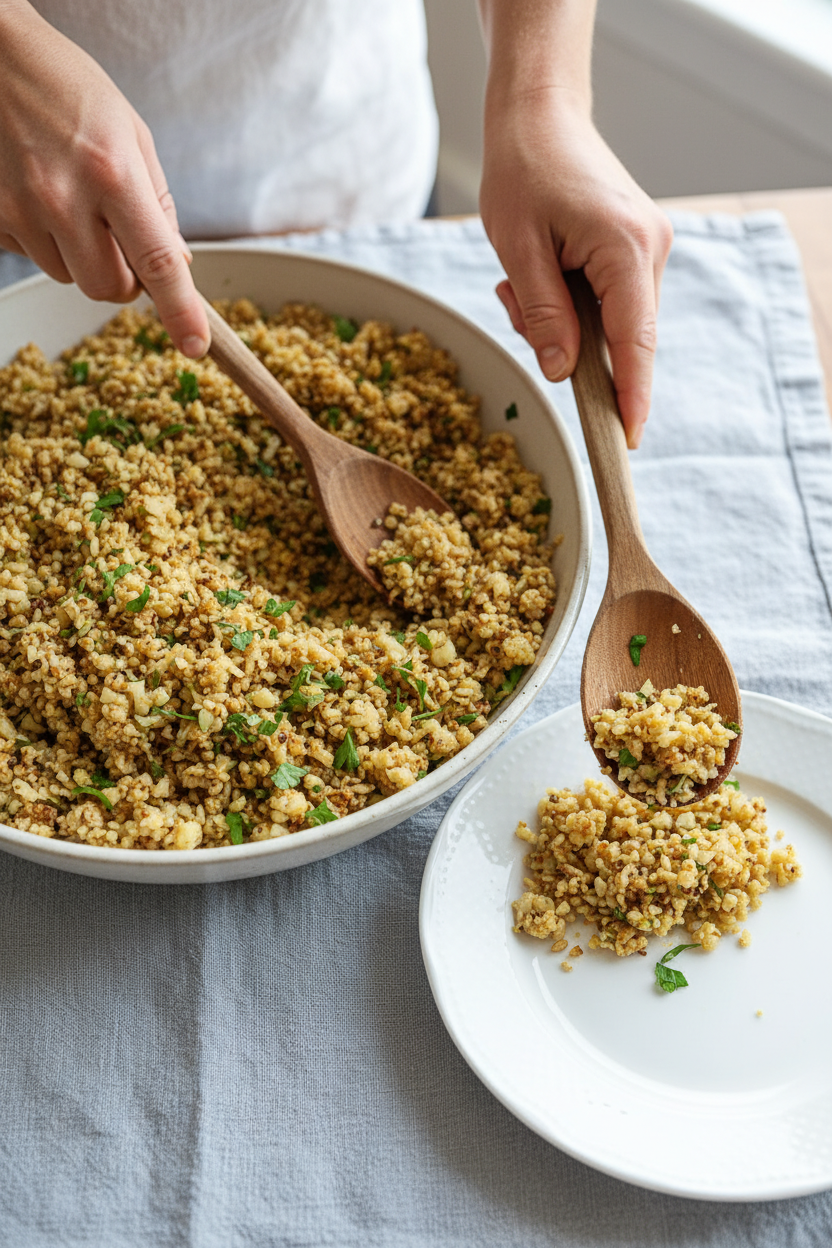 Roasted Cauliflower Rice with Garlic and Lemon