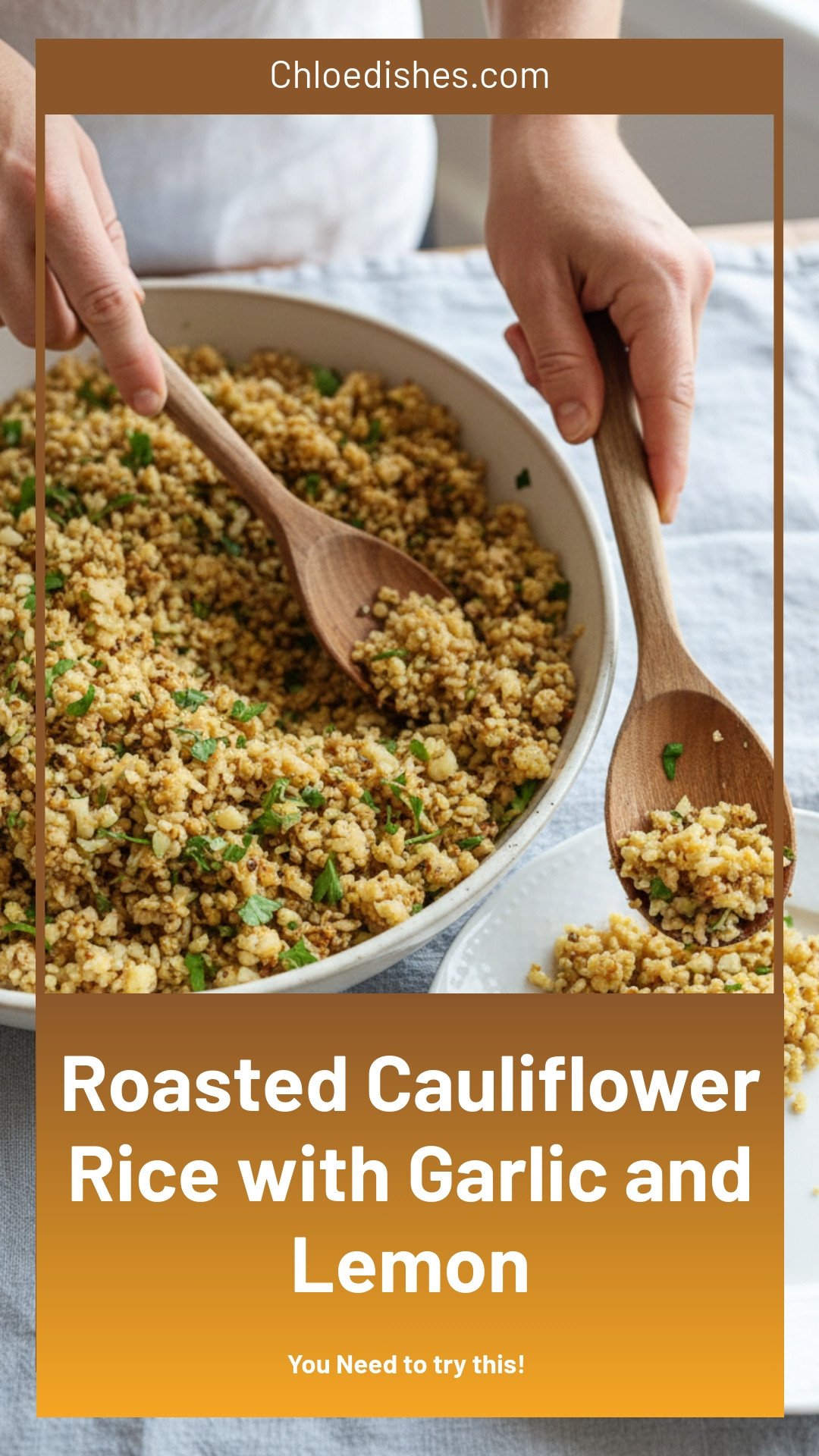 Roasted Cauliflower Rice with Garlic and Lemon