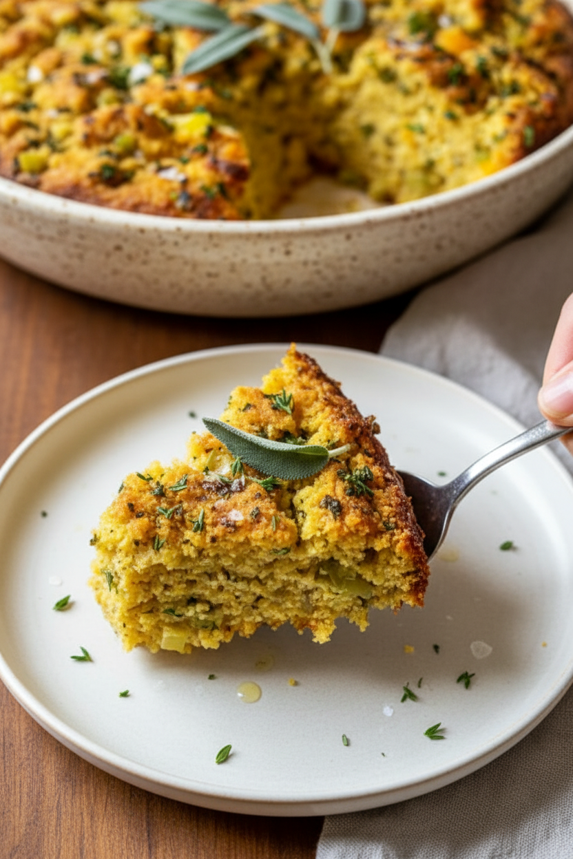 Savory Baked Cornbread Dressing with Fresh Herbs
