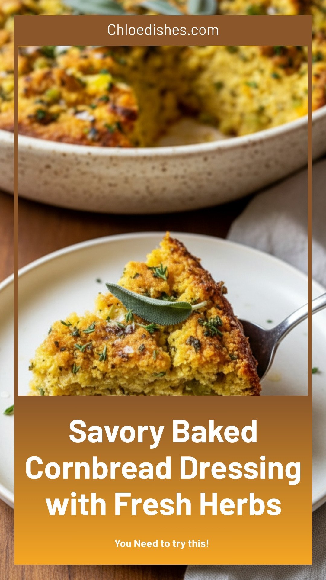 Savory Baked Cornbread Dressing with Fresh Herbs