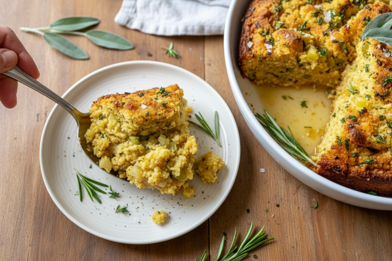 Savory Baked Cornbread Dressing with Fresh Herbs