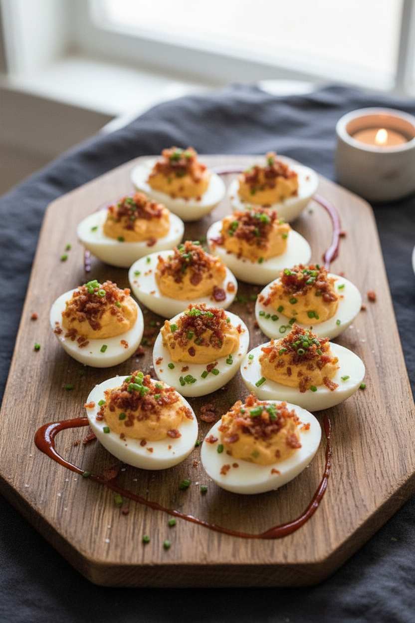 Sriracha-Bacon Deviled Eggs | Caroline Chambers