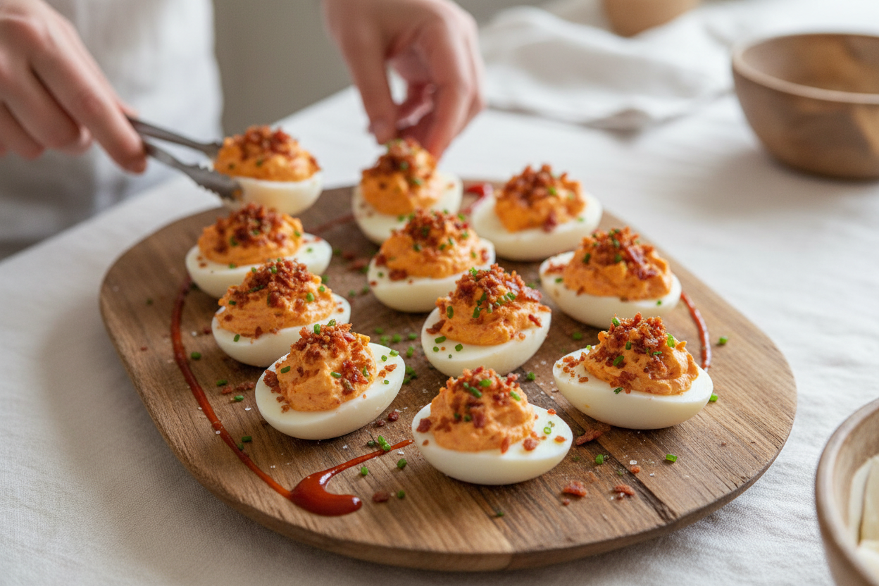 Sriracha Bacon Deviled Eggs Recipe