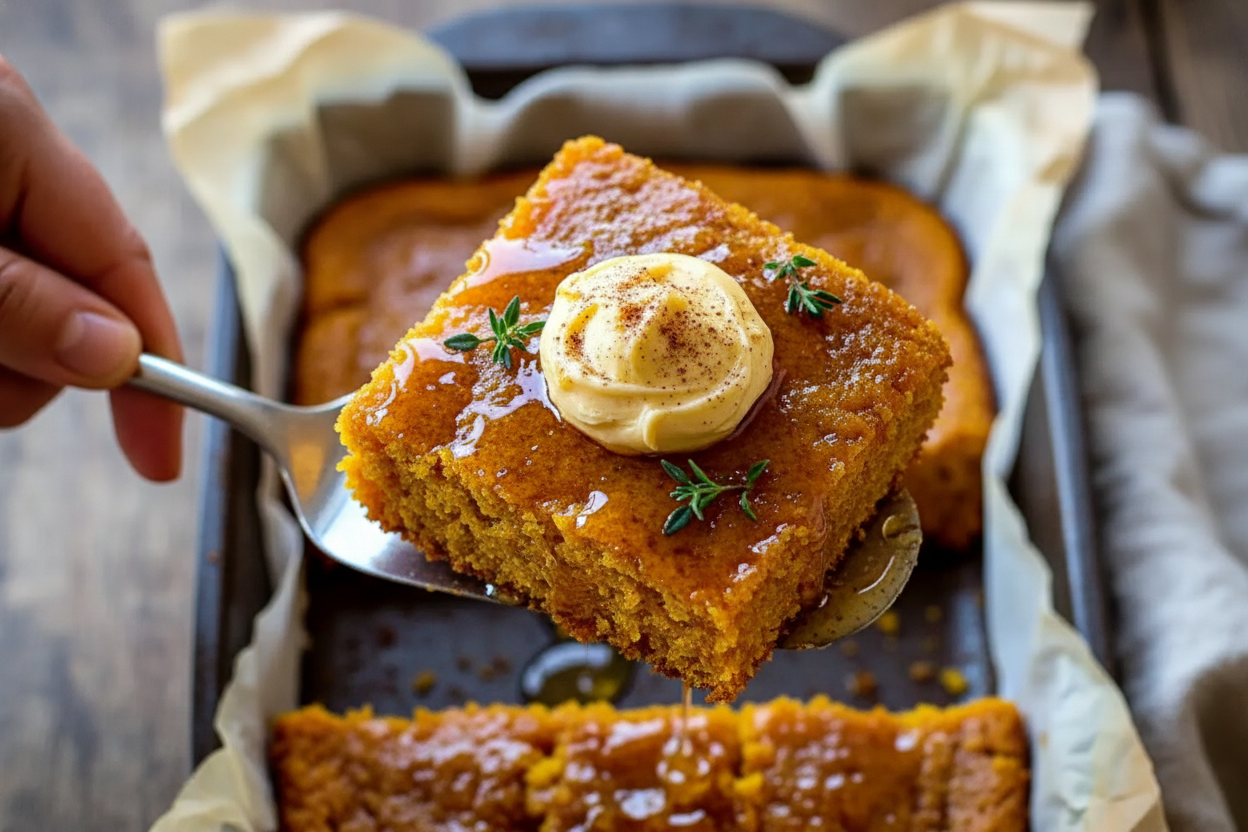Sweet Potato Cornbread with Cinnamon Honey Butter