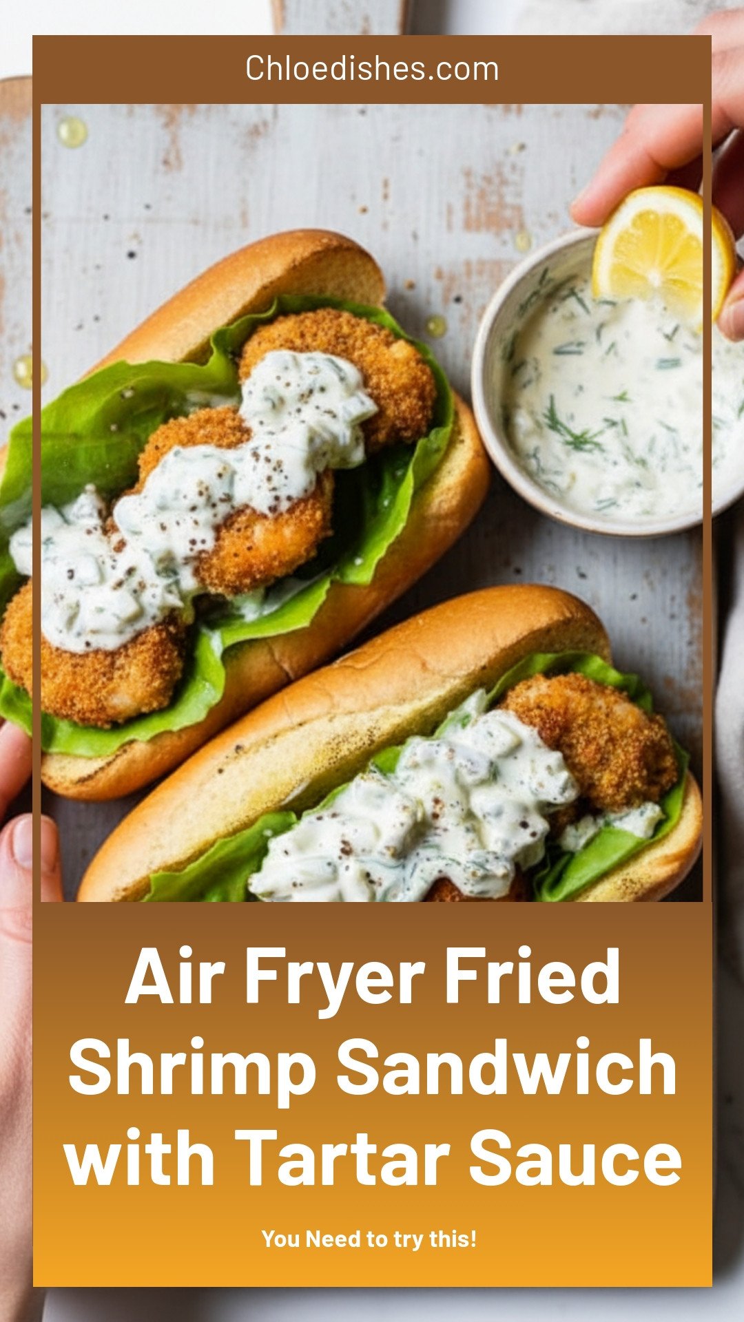 Air Fryer Fried Shrimp Sandwich with Tartar Sauce