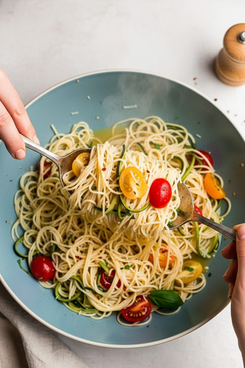 Angel Hair with Zucchini and Tomatoes