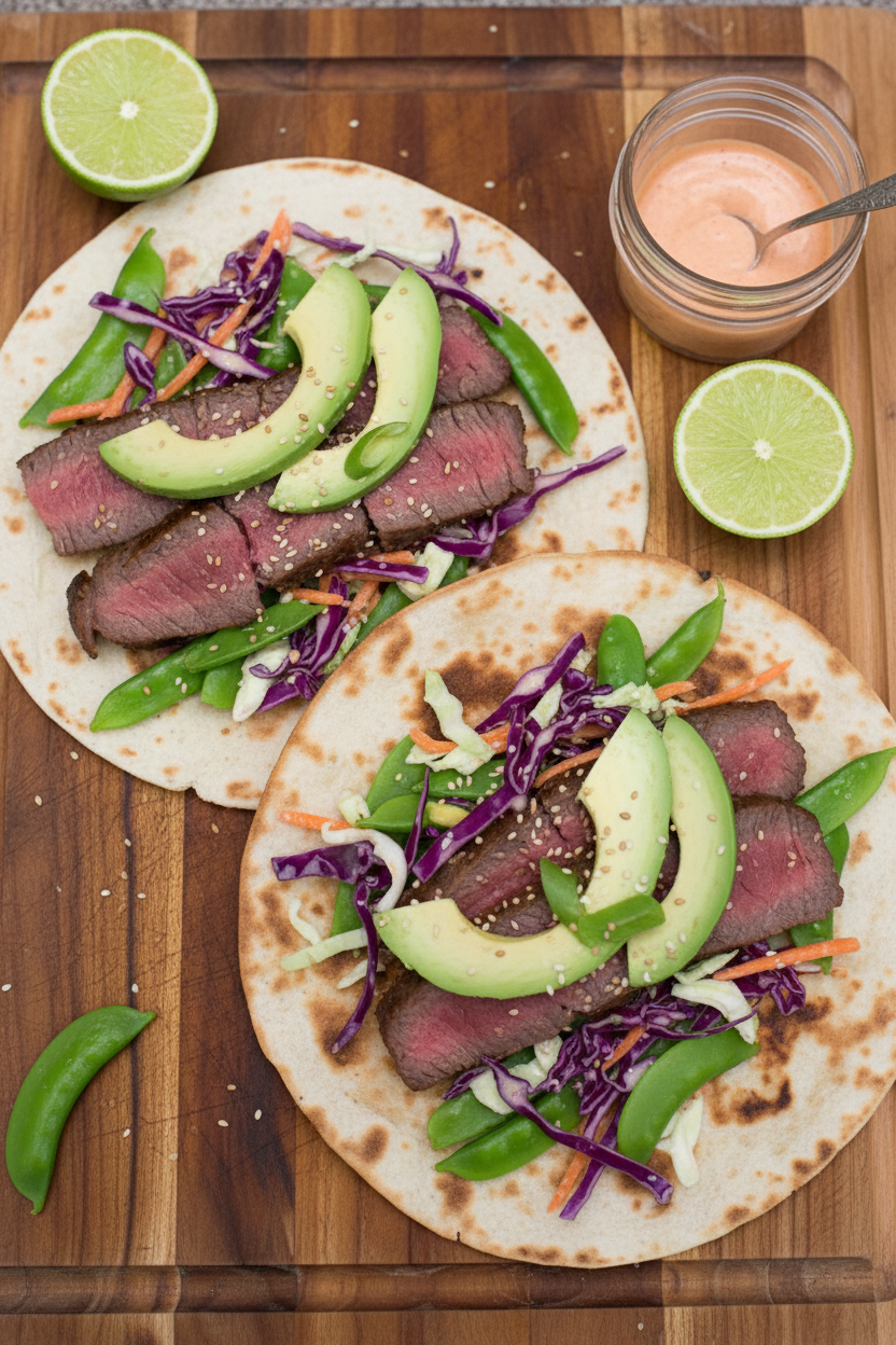 Asian-Inspired Grilled Steak Tacos With Snap Peas | Caroline Chambers