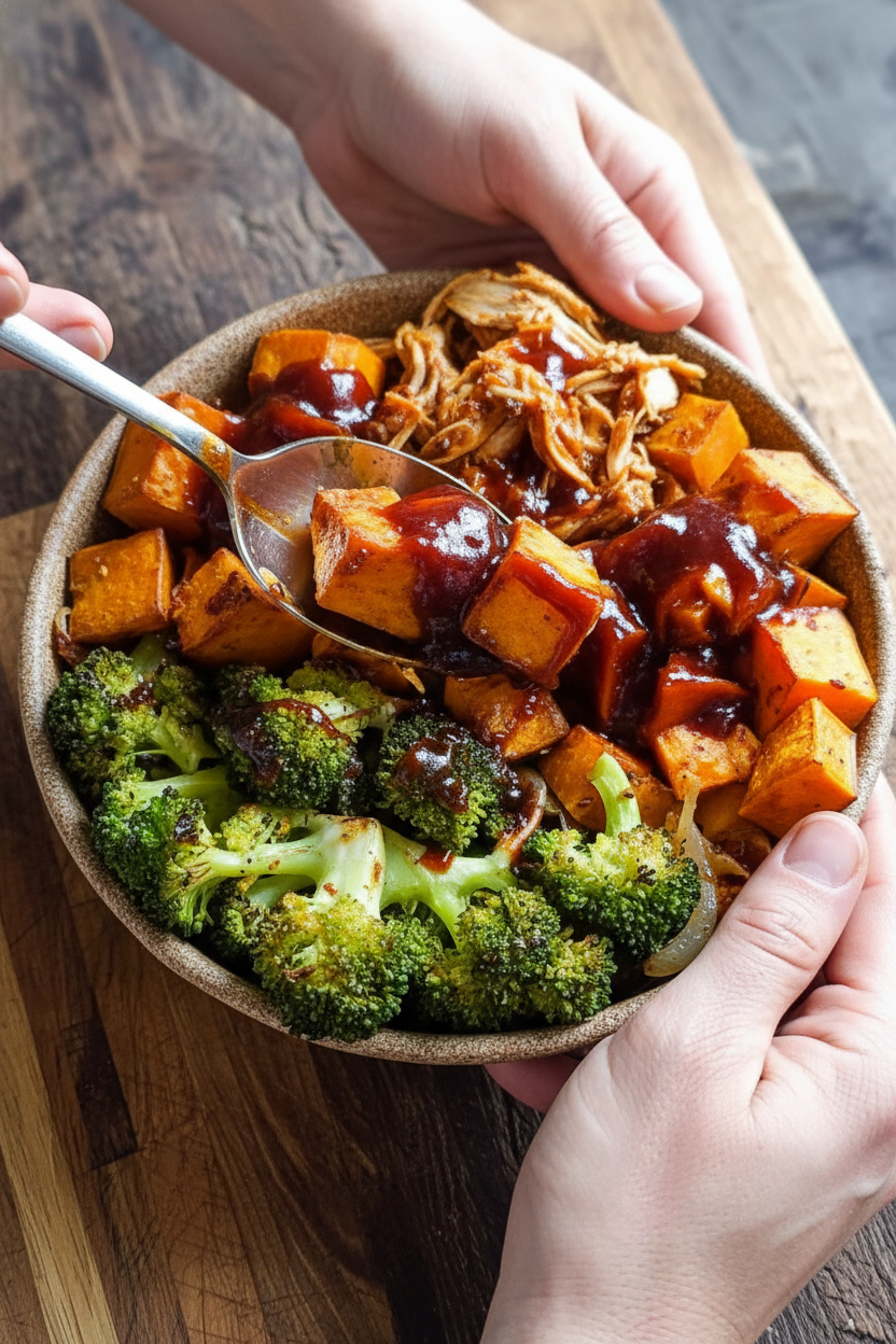 BBQ Chicken & Roasted Sweet Potato Bowls