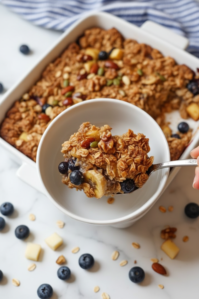 Baked Oatmeal with Fruit and Nuts Recipe