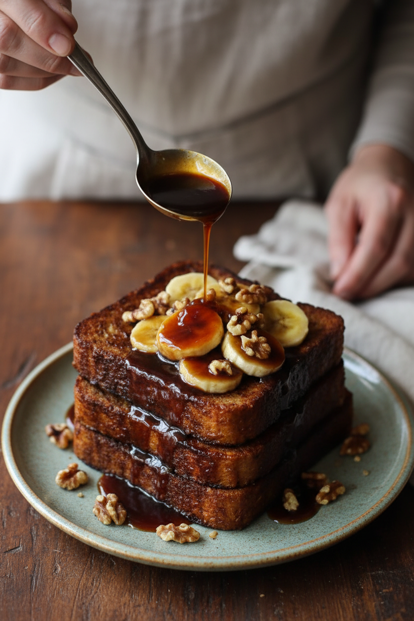 Bananas Foster French Toast with Banana Bread Recipe