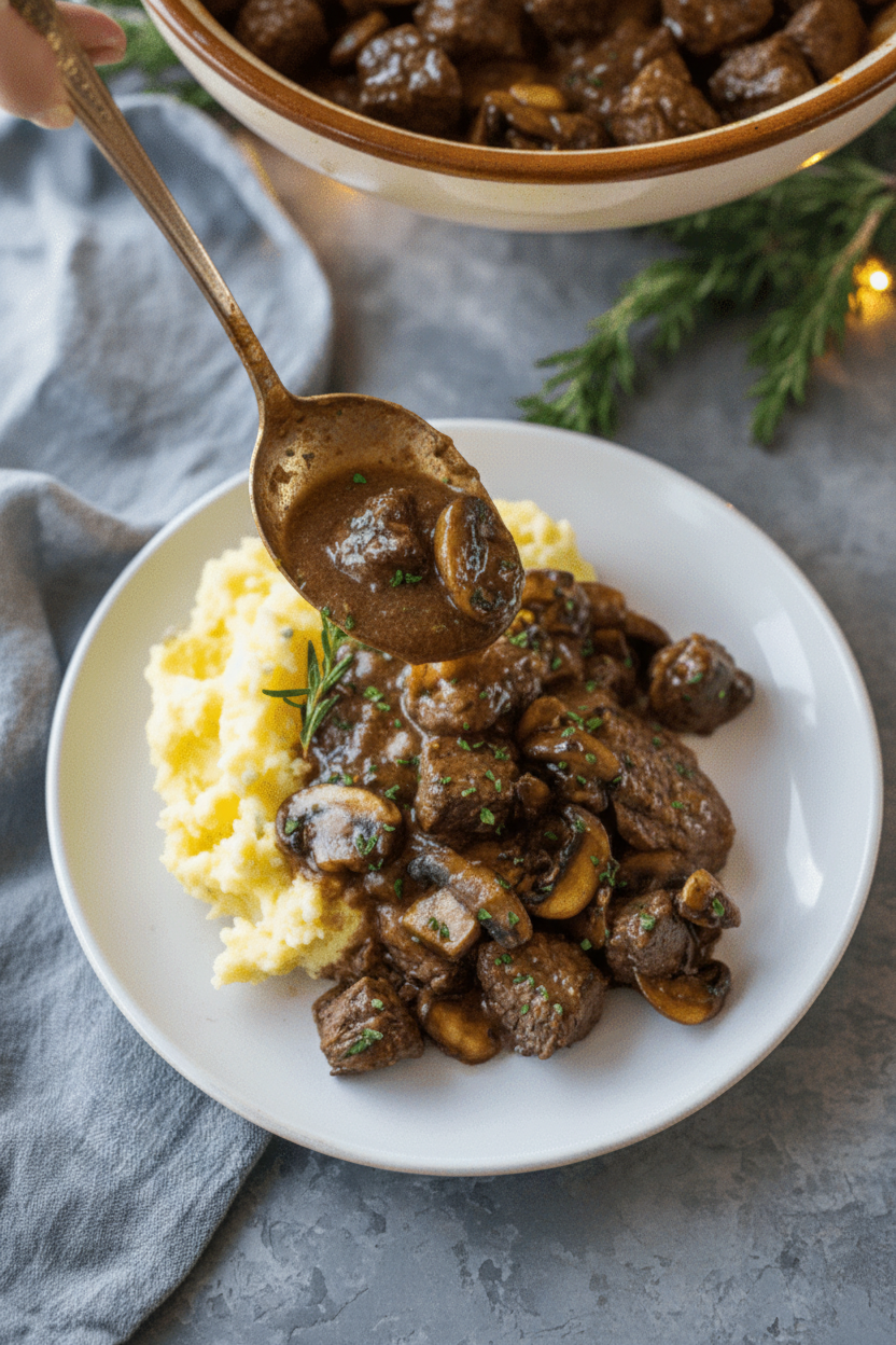 Beef Tenderloin Tips in Mushroom Gravy Recipe