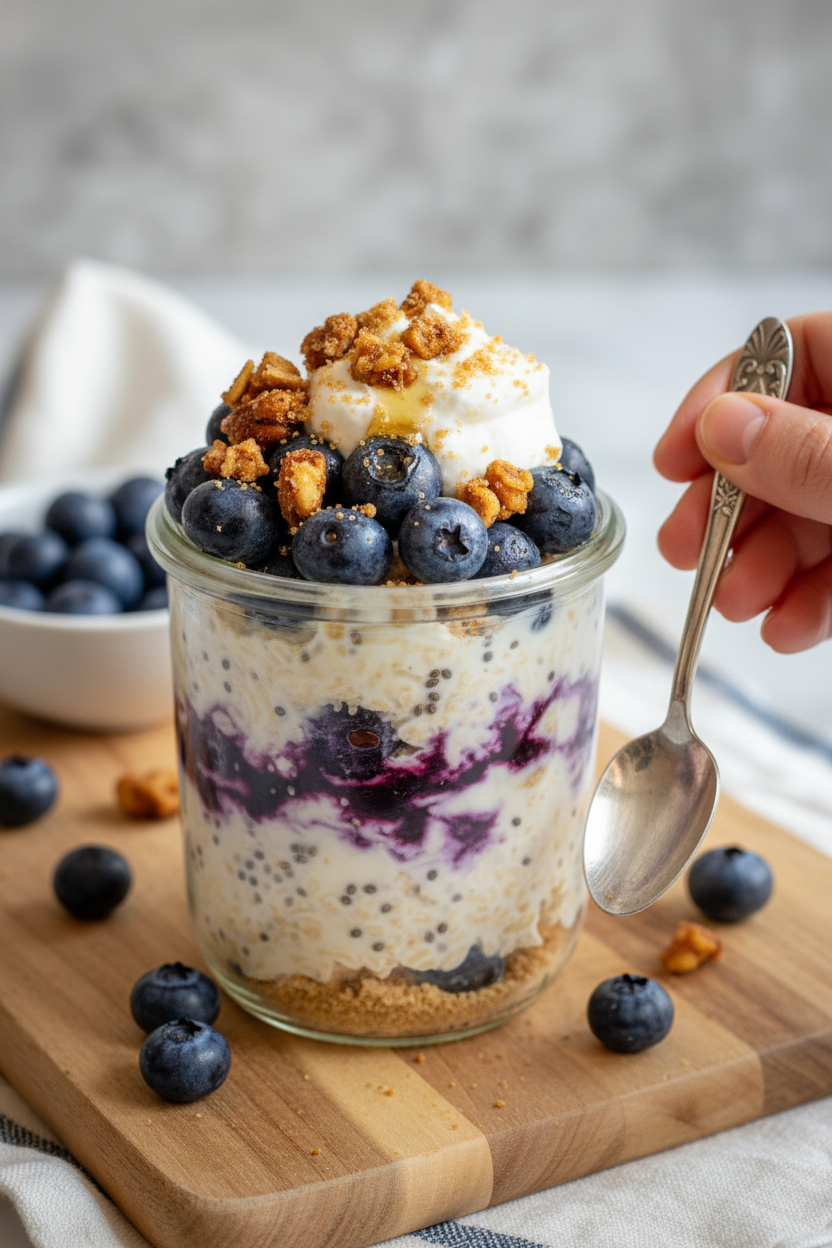 Blueberry Pie Overnight Oats Recipe