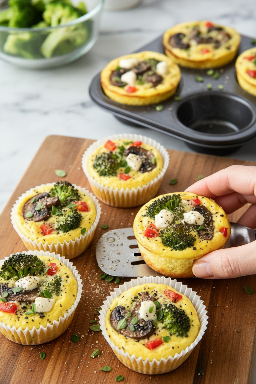 Veggie-Packed Broccoli & Mushroom Egg Cups Recipe