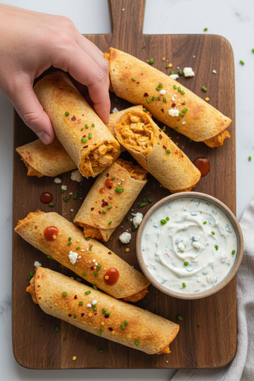Buffalo Chicken Taquitos | Caroline Chambers