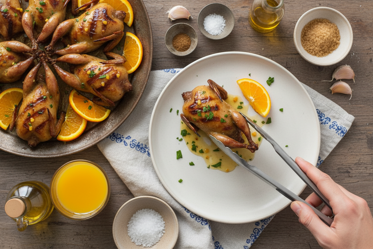 Butterflied Quail With Orange Glaze Recipe