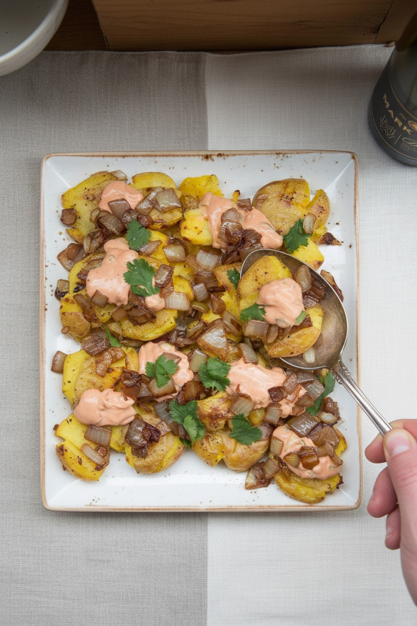 Animal Style Crispy Smashed Potatoes | Caroline Chambers