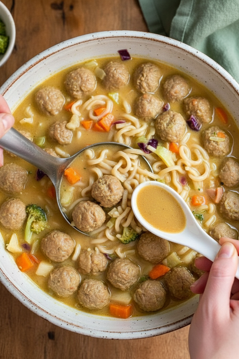 Curry Meatball Noodle Soup | Caroline Chambers