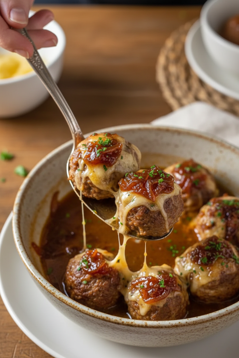 Cheesy French Onion Meatballs: A Comforting Culinary Experience