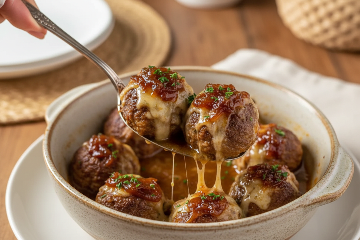 Cheesy French Onion Meatballs A Comforting Meal