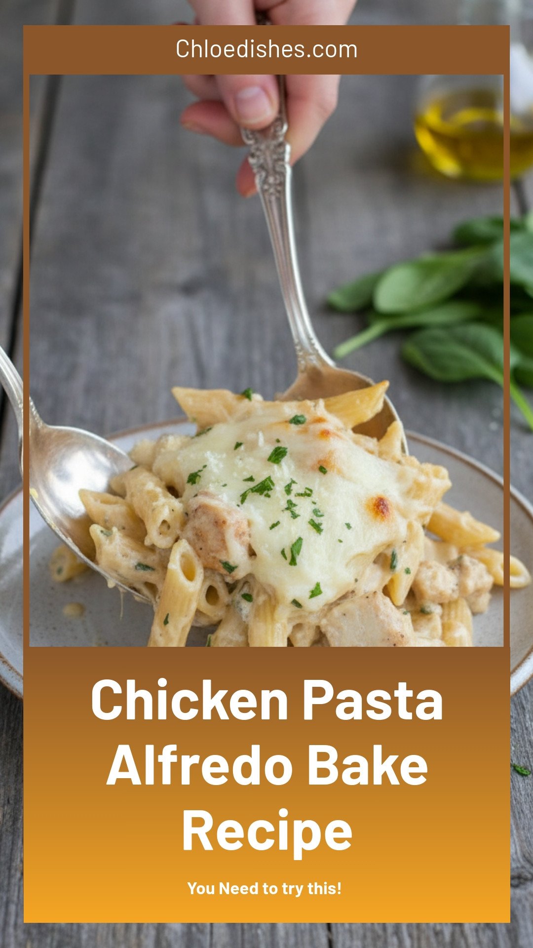 Chicken and Pasta Alfredo Bake