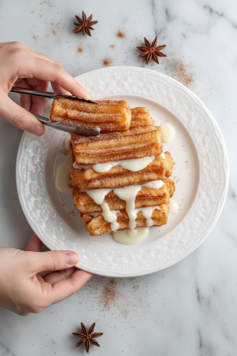 Churro Cinnamon Sugar French Toast with Cream Cheese Icing Recipe