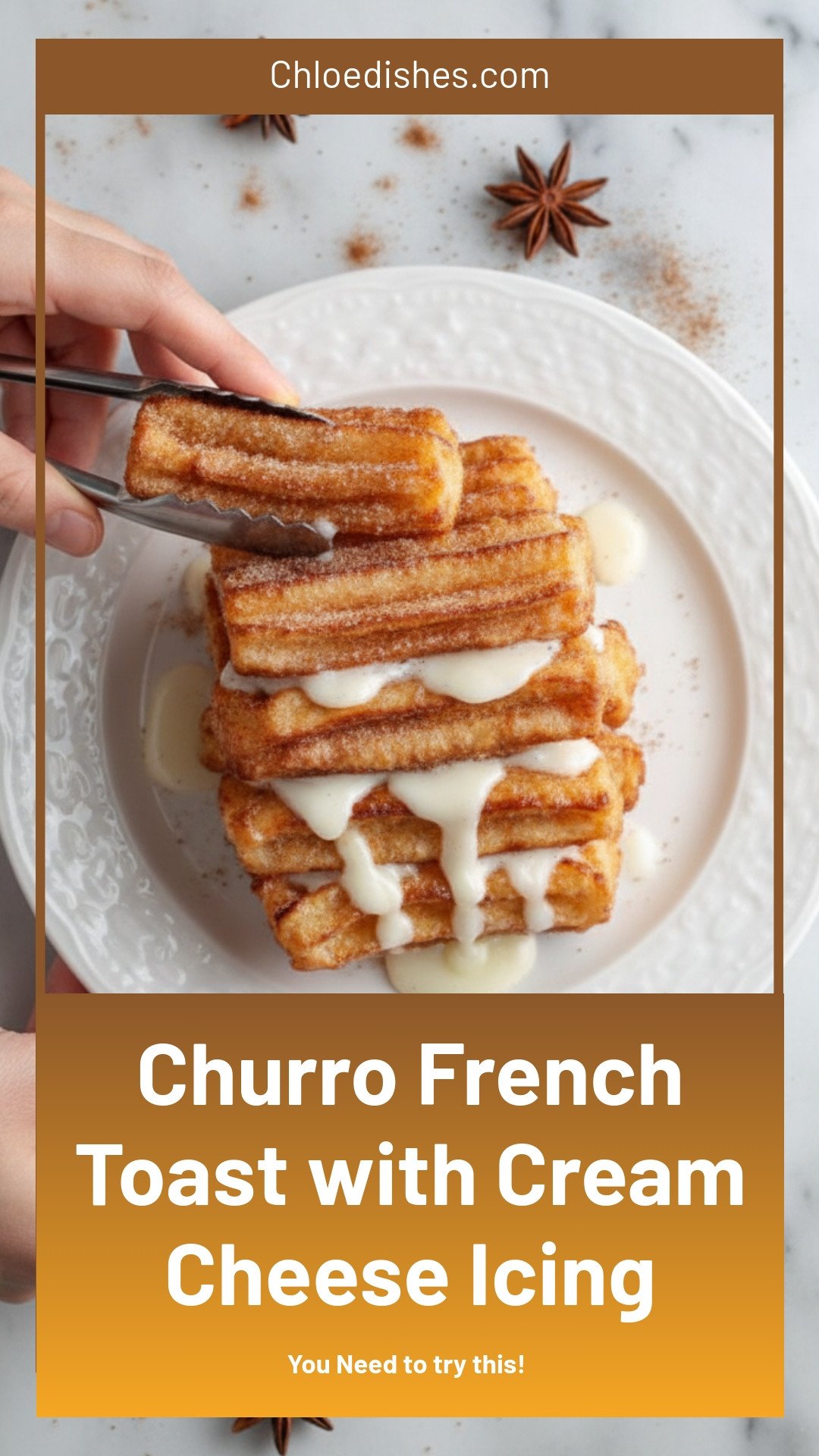 Churro Cinnamon Sugar French Toast with Cream Cheese Icing Recipe