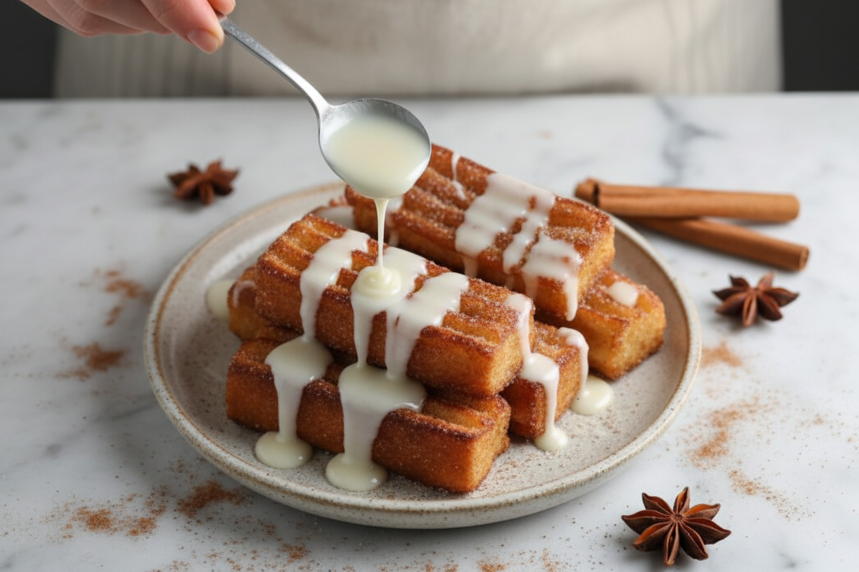 Churro French Toast with Cream Cheese Icing